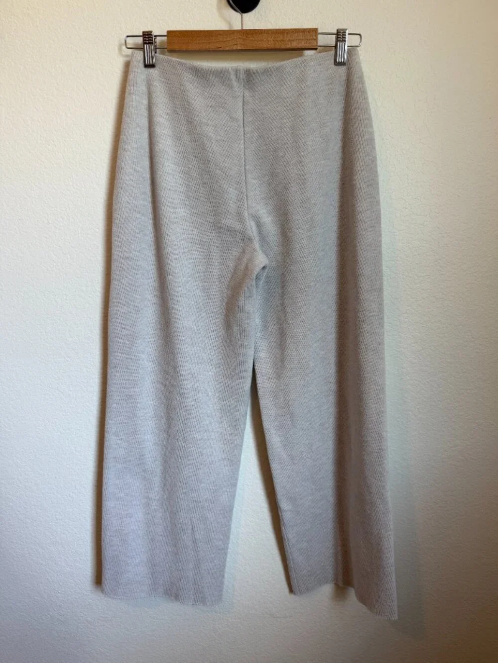 Zara Soft Knit Wide Leg Sweater Pants Oatmeal Beige Pull On Size M - Picture 4 of 8